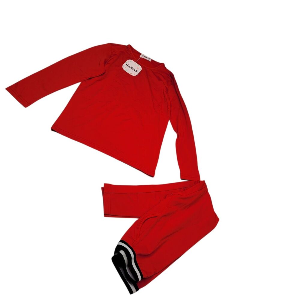 Gaziar Boys Thermal Underwear Set Fleece Lined Long Sleeve Top & Pants Red Small